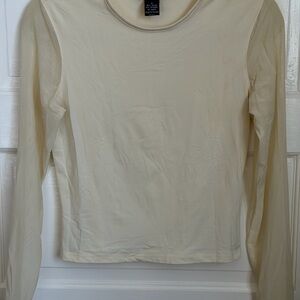 Vintage THE LIMITED Y2K Ivory Long Mesh Sleeve Fitted Top Size Small